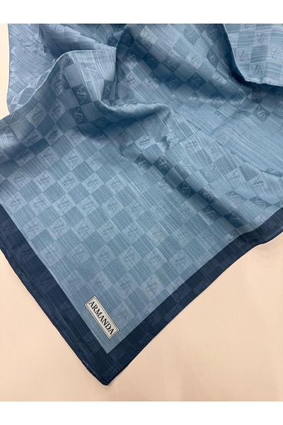 ARMANDA Checkerboard Monogram Shawl 3370-Denim Blue