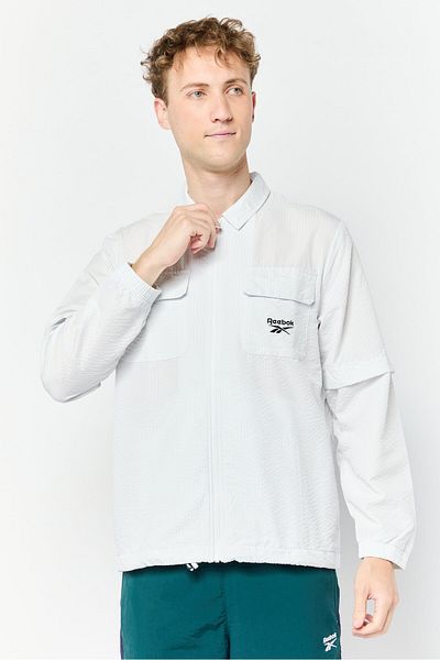 Reebok Men Sportswear Fit Long Sleeve Outdoor Sweatshirt, Light Grey
