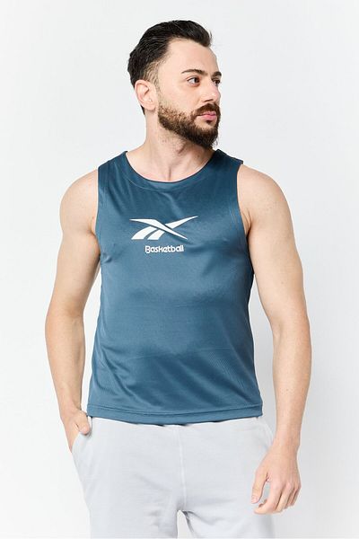 Reebok سترة تدريب رياضية بدون أكمام للرجال، باللون الأزرق