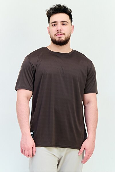 Tapout Men Sportswear Fit Short Sleeves Running T-Shirt, Dark Brown