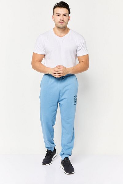 PAUL FRANK Men Regular Fit Brand Logo Jogger Pants, Slate Blue