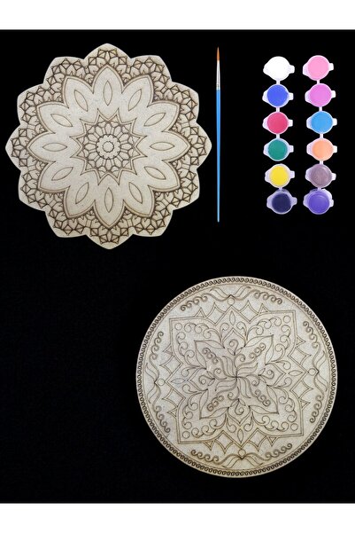 sharpart Mandala, 20 Cm 2'li Ahşap Hobi Boyama Setleri