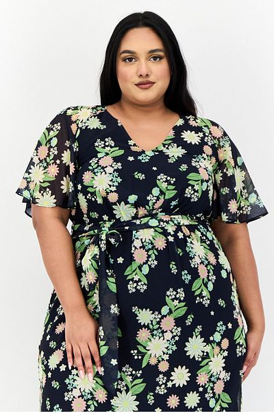 Phase Eight Women Petite Floral Print Midi Dress, Multicolor