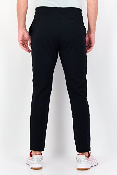 SKECHERS Men Tapered Fit Plain Walking Track Pants, Black