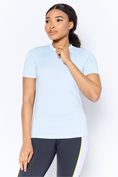 Reebok Women Sportswear FIt Short Sleeve Training T-Shirt, Light Blue