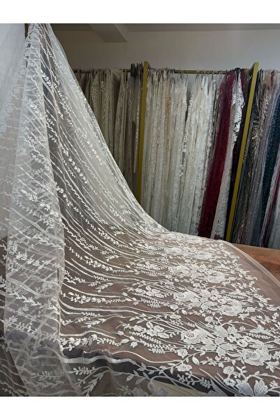 Metroteks Tekstil Lüks Pul ve Taş İşlemeli Gelinlik, Nişanlık Ve Abiyelik Kumaş