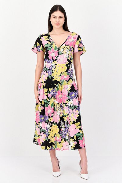 VILA Women Floral Print Midi Dress, Multicolor