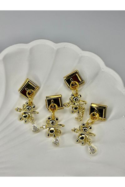 ilvesa shop Italian Bracelet Charm Gold Teddy Bear Model 1 Piece