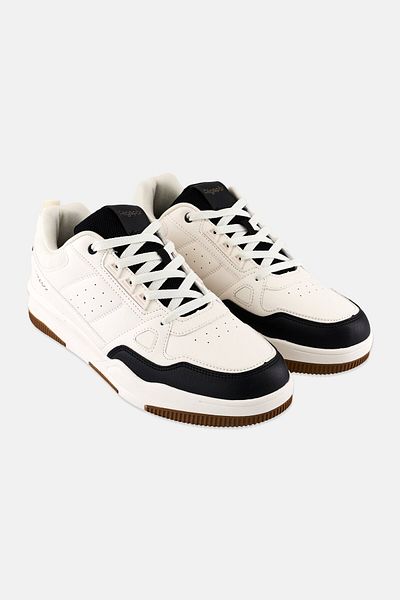 Algspar Men Leather Upper Lace Up Casual Shoes, White