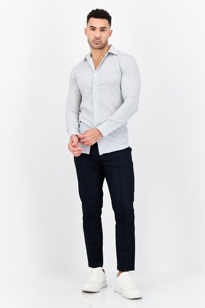 Scotch & Soda Men Modern Fit Allover Print Long Sleeve Dress Shirt, Multicolor