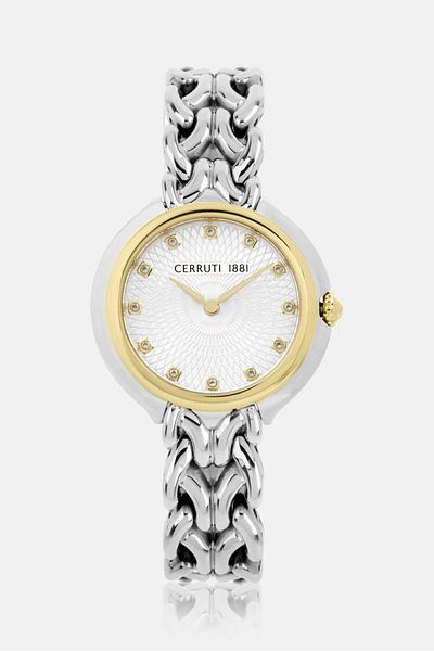 Cerruti 1881 ساعة ماريا النسائية التناظرية المصنوعة من الفولاذ المقاوم للصدأ، باللون الفضي
