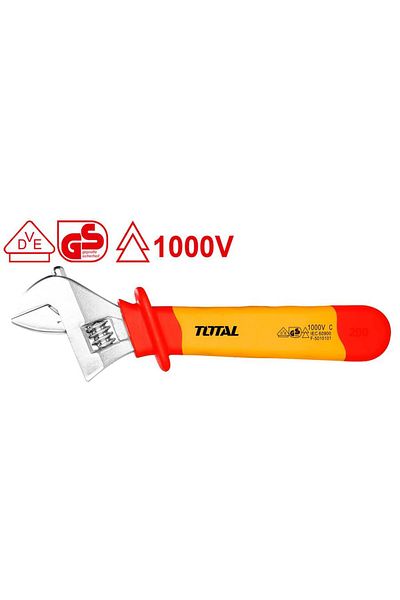 TOTAL Insulated Adjustable Wrench 8" / 200mm
