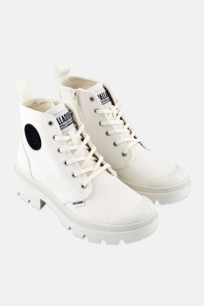 Palladium Women Pallabase Twill Lace Up Ankle Boots, White