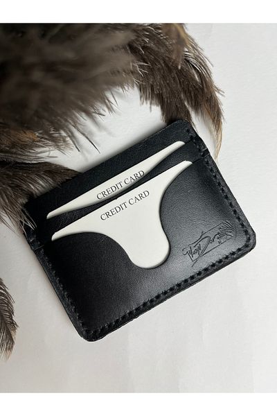 TROYDER Genuine Leather Unisex Card Holder Black Color