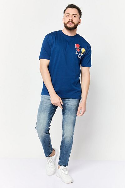 Marvel Men Crew Neck Short Sleeves Deadpool And Wolverine T-Shirt, Navy Blue