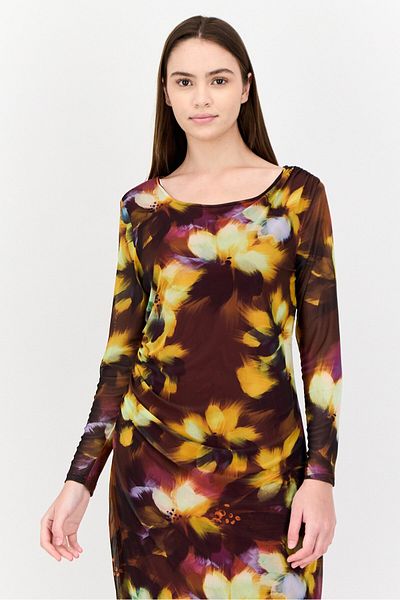 Kathy Ireland Women Midi Ruched Dress, Multicolor