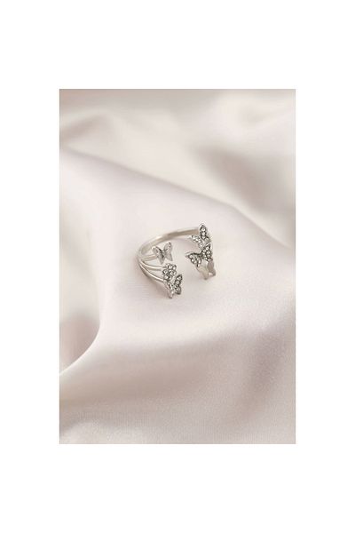 Marsilyan Silver Color Metal Butterfly Model Women's Ring - TJ-BYK2190