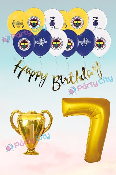 Party City Σετ μπαλονιών με θέμα τον θαυμαστή 7 ετών - Παστέλ μπαλόνι + αριθμός + μπαλόνι με φύλλο κούπας
