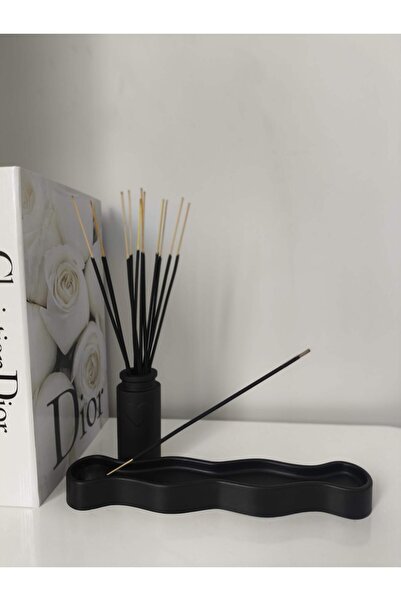 Elan Design Dekoratif Siyah Bohem Tütsülük & Kalpli Vazo Set