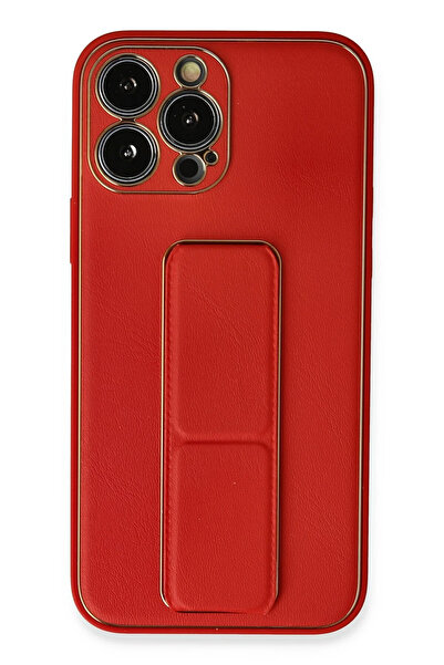 NewFace حافظة آيفون 13 برو من جلد كوكو مع حامل - أحمر SPTGL