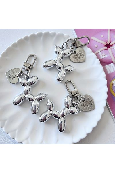 TAKIMOON Balloon Dog Black Heart Keychain Charm