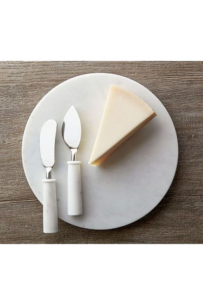 VENTO HOME Marble Round Serving and Presentation Plate-Cutting Board