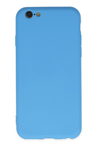NewFace حافظة هاتف آيفون 6 بلس من السيليكون المخملي الداخلي - أزرق SPTGL
