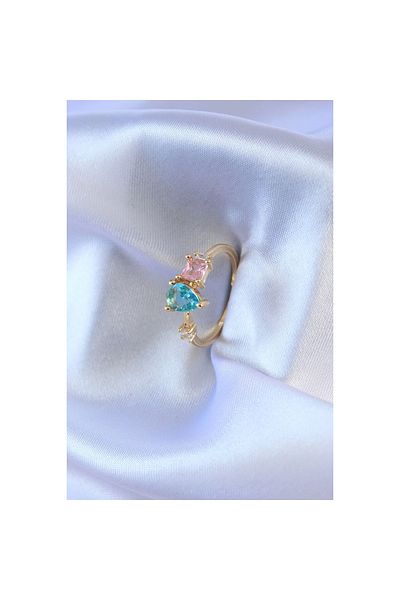 Marsilyan Gold Colored Zircon Stone Brass Women's Ring - TJ-BYK2715