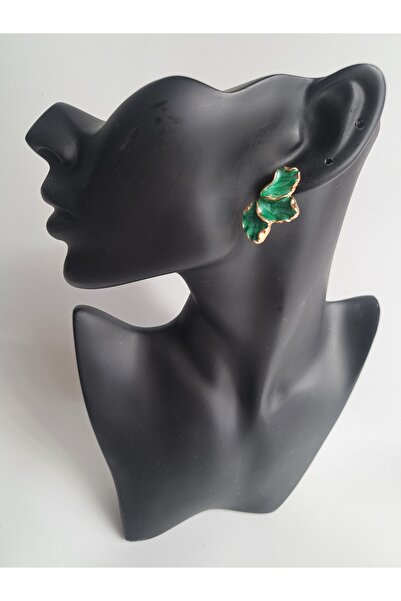 BHR AKSESUAR Yeşil Sedefli Yaprak Küpe