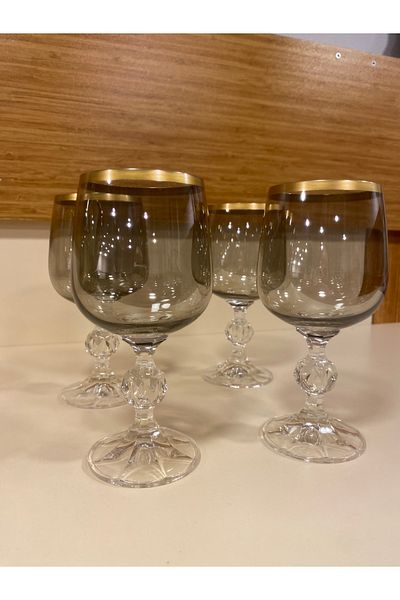 PLUS HOME Coffee Side Glasses 4 Pcs Crystal Smoked 200 ml