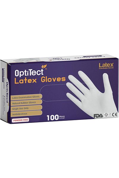 OptiTect Disposable Latex Gloves, Powder-Free - Extra Strong Gloves, Perfect for Healthcare, Home Use, Cleani