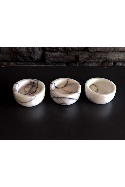 Polen Stone Purple Lilac Marble 3 Piece Snack Bowl/Sauce Bowl Set