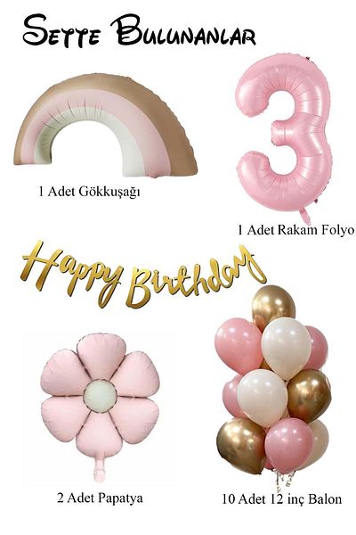 Azebu Retro 3 Year Old Daisy Themed Baby Girl Concept Birthday Set