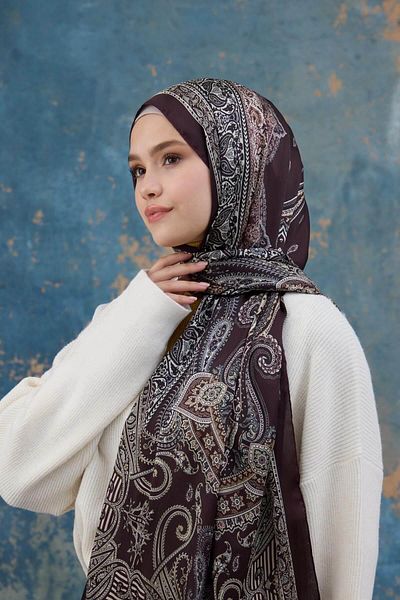 İpekhan Plum Indian Voile Shawl - 5008-15