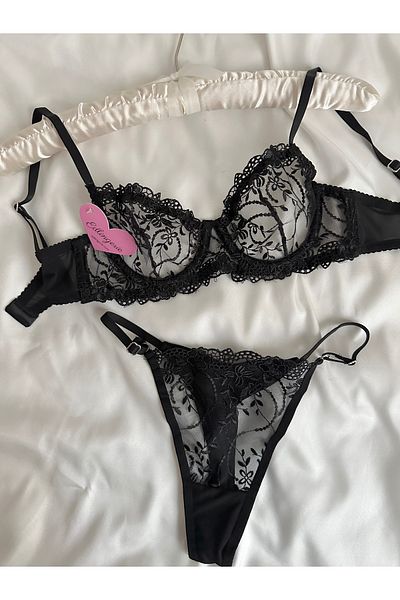 EDLİNGERİE Σετ μαύρο μαύρο κύκνο Bralet