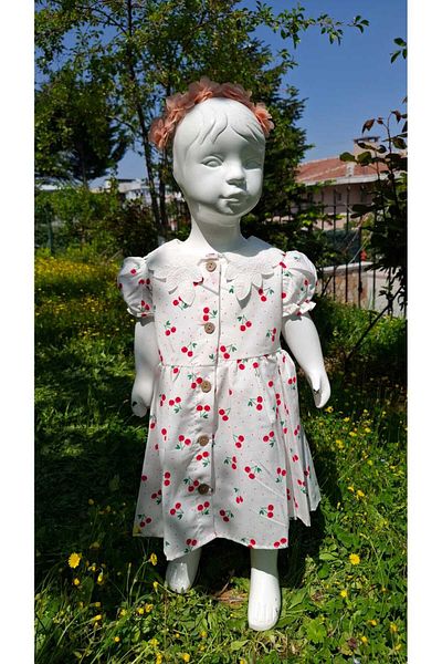 İLALKİDS Girl's Eid Birthday Casual Cherry Dress