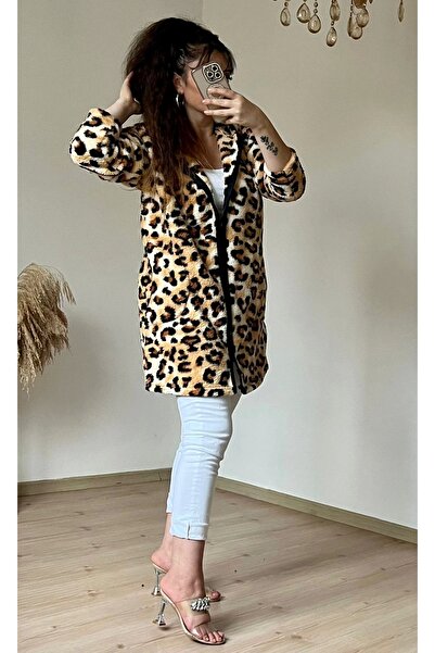 azra moda Hooded Leopard Plush Cardigan