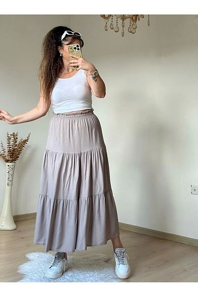 azra moda Fusta dreaptă bej