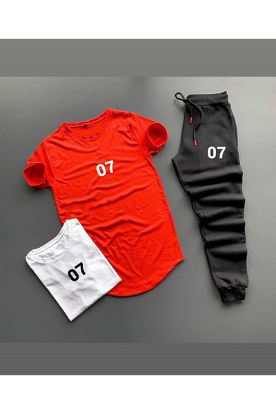 woonkey Unisex Oversized 07 Printed Tracksuit Tee Set of 3 New Season