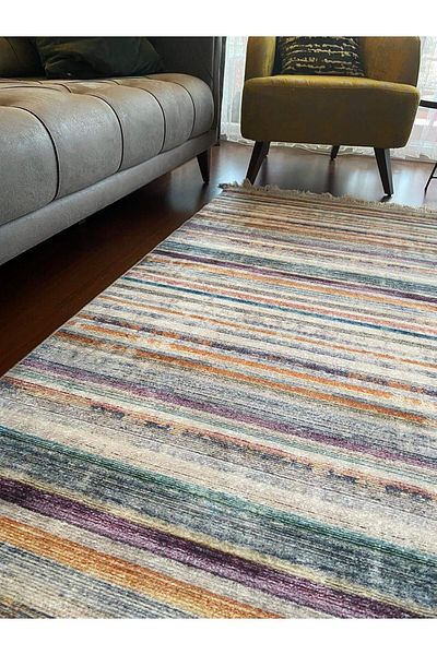 STOREMAX Muartshop Base Decorative Printed Carpet Rug Gray Vibrant Colors Mixed 80X200 871301