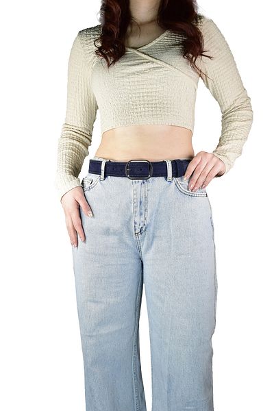 GoDeri 100% Real Column Leather, 4 cm Long Women's Belt with Nickel Buckle