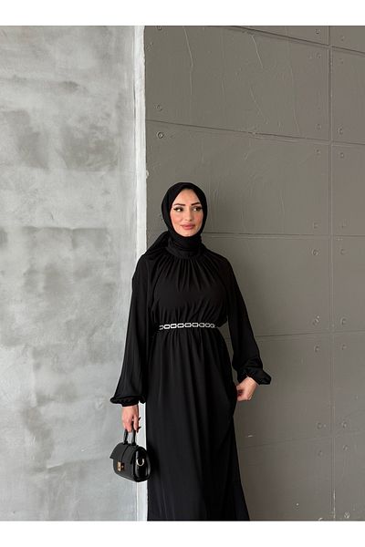 hacer ayaydın Medina Silk Flying Tauzet Dress with Chain Belt