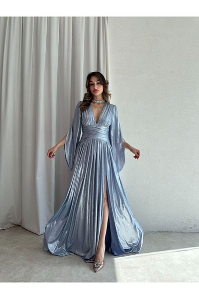 Mooi Butik Rochie Maxi ARIA 8548 - Albastru Baby