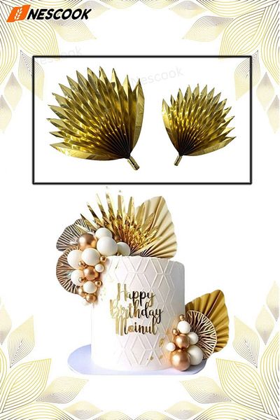 nescook Gold Colored Fan Palm Leaf Cake Decoration