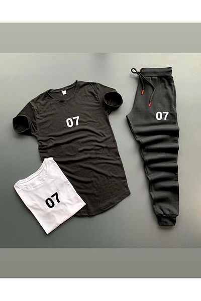 woonkey Unisex Oversized 07 Printed Tracksuit Tee Set of 3 New Season