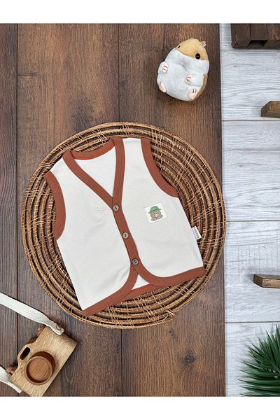 Bolly Baby Baby Vest Camper Teddy Bear Themed Combed Cotton Vest 100% Cotton 0-3-6 Months Buttoned