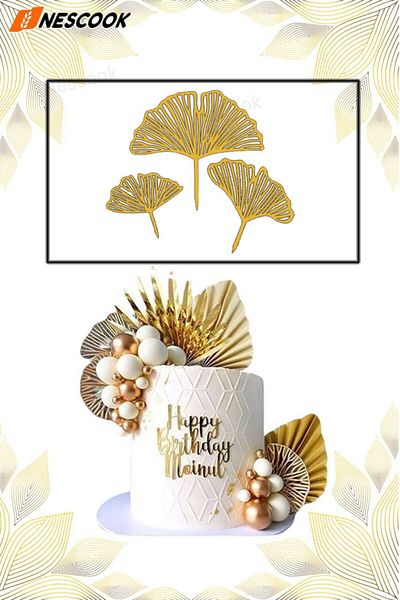 nescook Gold Wire Ginkgo Leaf Cake Decoration / Cake Topper
