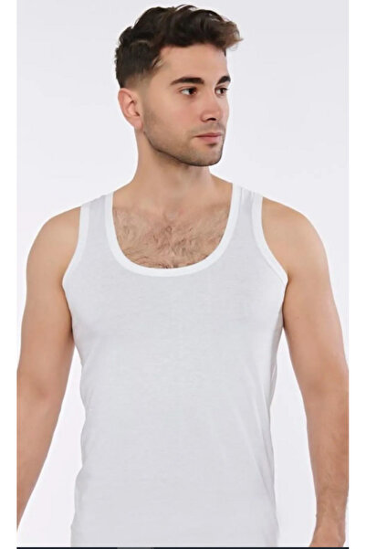 İnci Yıldız Men's Combed Cotton Undershirt White-100% Cotton-12 Pieces