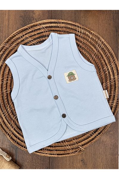 Bolly Baby Baby Vest Camper Teddy Bear Themed Combed Cotton Vest 100% Cotton 0-3-6 Months Buttoned