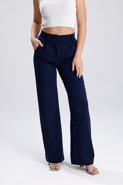 LOVES AGAZA Navy Blue Stone Palazzo Trousers